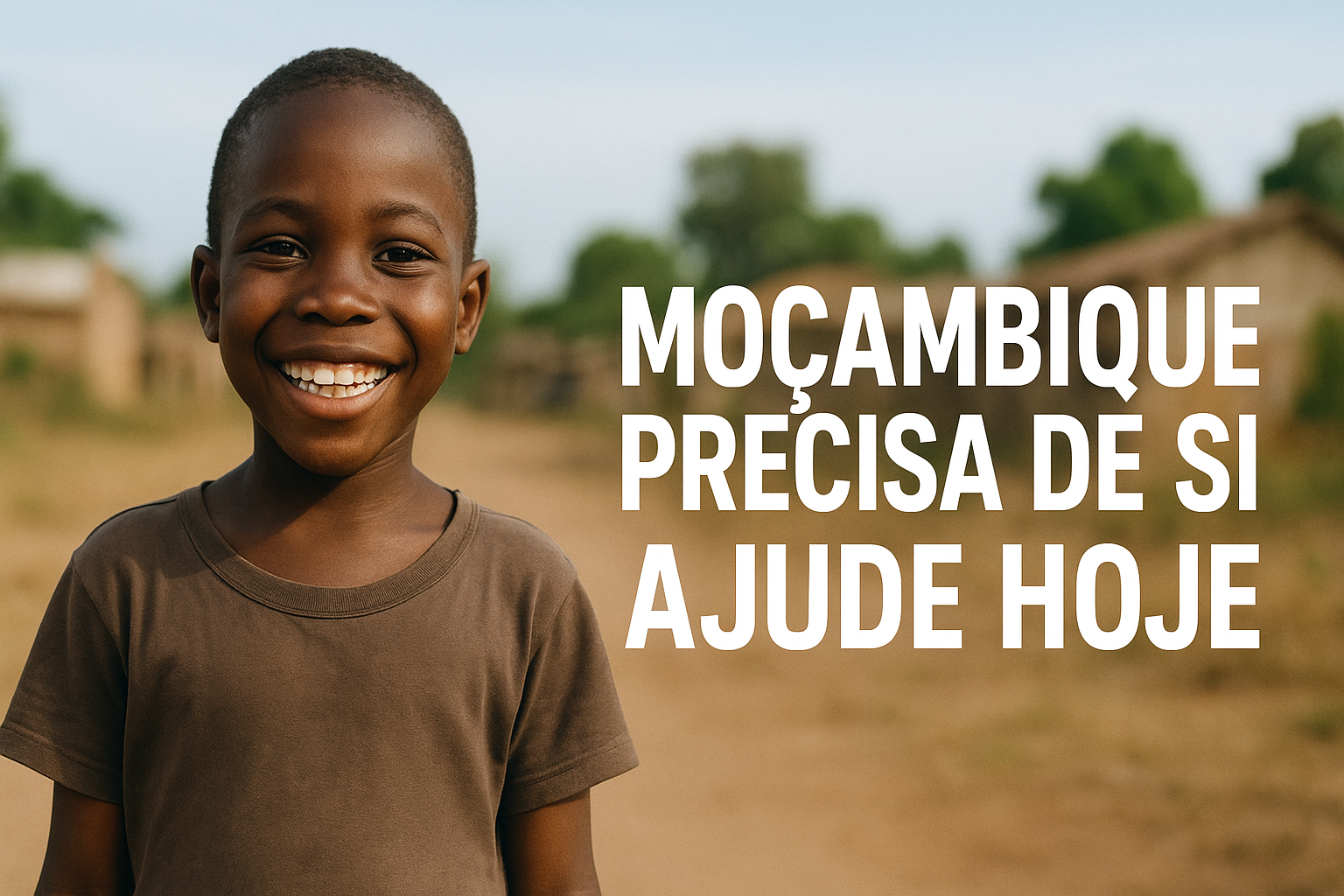 Uma criança moçambicana a sorrir, símbolo do Projeto Moçambique
